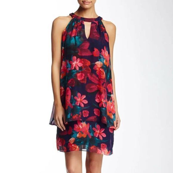 Eliza J‎ Women's Sleeveless Floral Print Dress Cutout Front Womens Size 8… - Picture 1 of 11